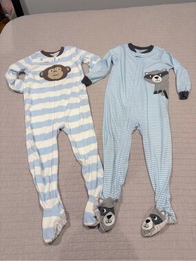 Carter’s Toddler Boys Footed Pajama Bundle Size 4T – Monkey & Raccoon